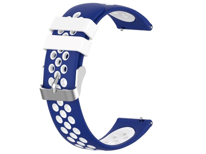 Modro bílý děrovaný řemínek 22mm