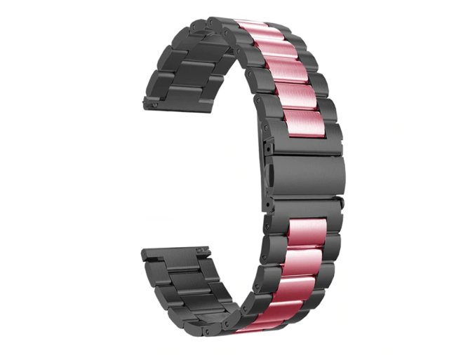 Černo růžový kovový řemínek 22mm