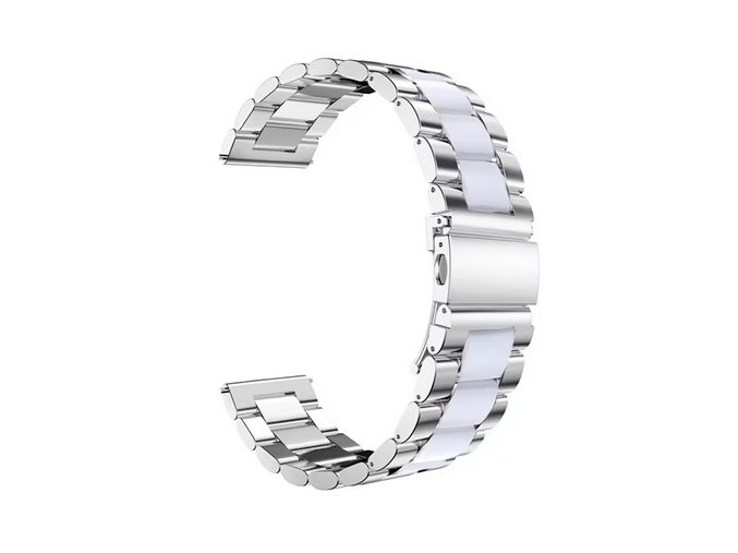 Stříbrno bílý kovový řemínek 22mm