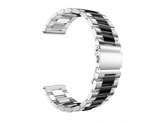 Stříbrno černý kovový řemínek 22mm