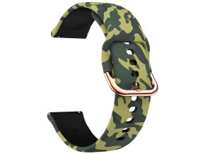 Silikonový řemínek 20mm vzor Army Camouflage