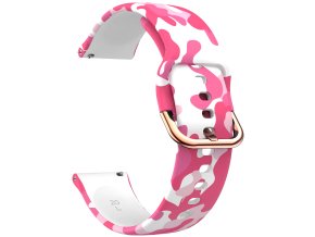 Silikonový řemínek 20mm vzor Pink Camouflage