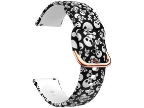Silikonový řemínek 20mm vzor Black White Skull