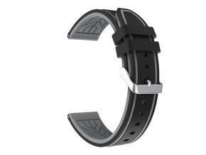Černo šedý silikonový řemínek 22mm