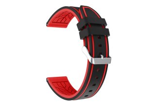 Černo červený silikonový řemínek 22mm
