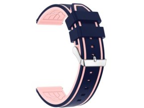 Modro růžový silikonový řemínek 22mm