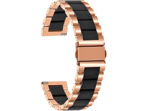 Kovový řemínek růžové zlato-černý 20mm