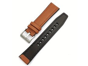 Hnědý polokožený řemínek 22mm