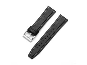 Černý polokožený řemínek 22mm