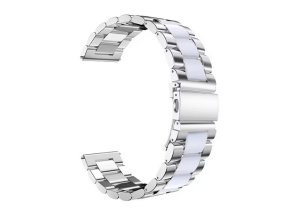 Stříbrno bílý kovový řemínek 22mm