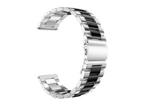 Stříbrno černý kovový řemínek 22mm