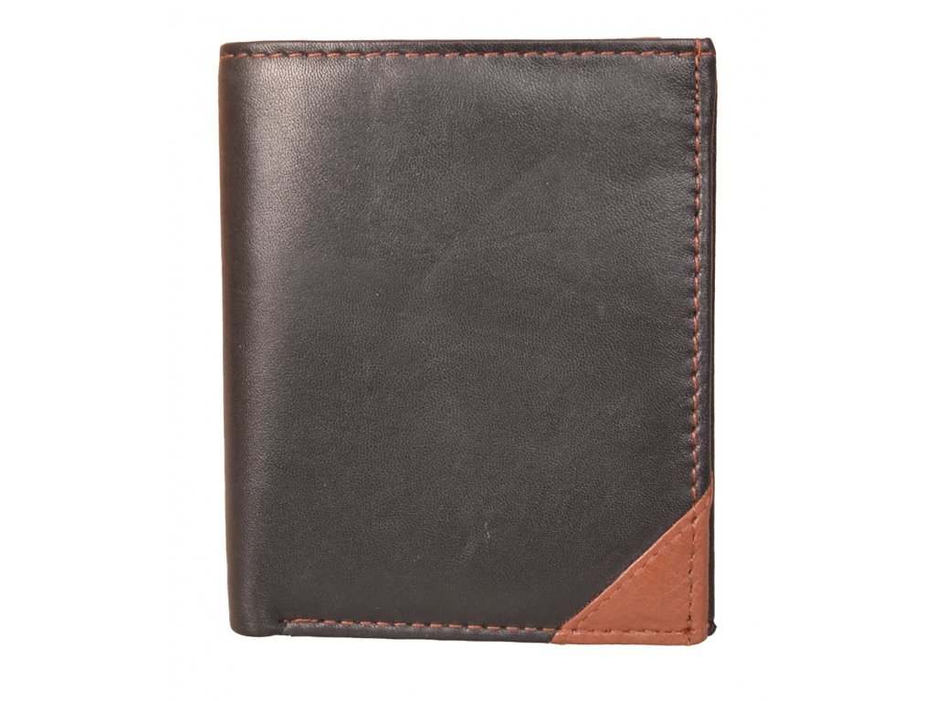 Kožená peněženka 104 NC C černá se sv.hnědým rohem