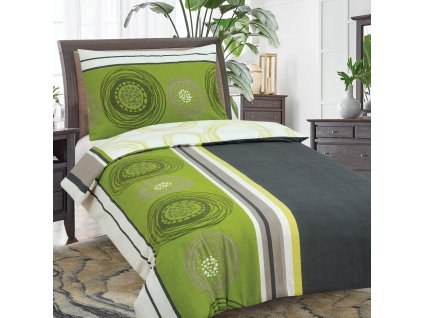 Francouzské bavlněné povlečení FANNY zelené 220x200 cm / 70x90 cmcm