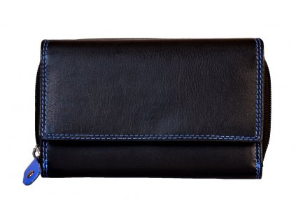 Dámská kožená peněženka s ochranou RFID JBPL 04C- černá/modrá