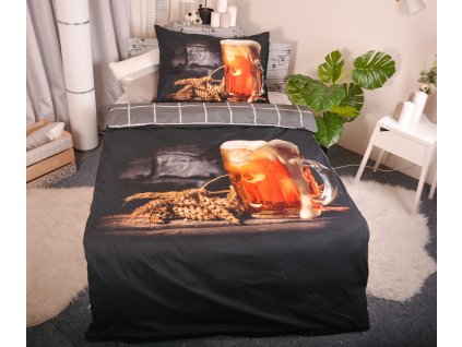 Povlečení 3D Pivo šedé 140x200/70x90