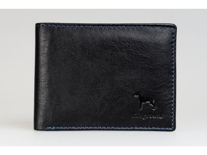 Pánská kožená peněženka JBNC 35 ČERNÁ / modré šití