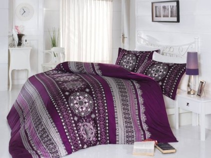 Francouzské saténové povlečení Valentini Queen fialové 220x200/70x80