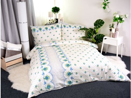 Francouzské bavlněné povlečení ROMANCE modré 220x200 cm / 70x90 cm