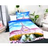 Set přikrývka 140 x 200cm + polštář 70 x 90cm /3D Paříž Eiffelova věž