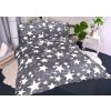 Francouzské povlečení mikroplyš Hvězda šedé 220x200 cm / 70x90 cm