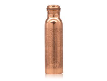 Měděná láhev s antickým rytým vzorem, 950 ml