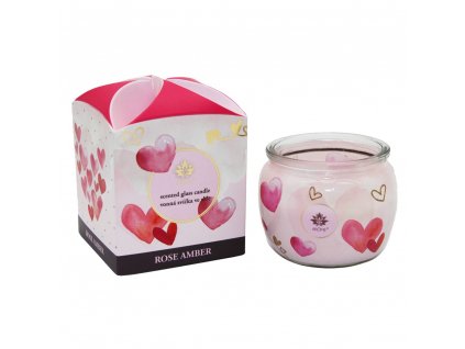 AROME Svíčka ve skle a flower boxu, Love, Rose Amber 90g