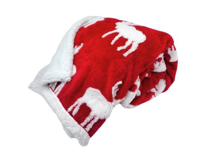 HOME ELEMENTS Beránková deka s jacquard vzorem vánoční sob 150 x 200 cm 1ks