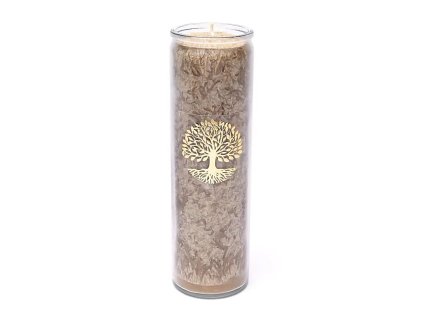 Yogi & Yogini Naturals Stearinová svíčka Strom života hnědá bez vůně 1ks