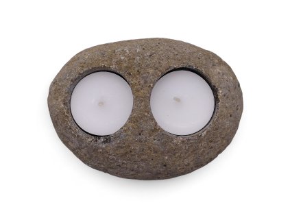 AWM Svícen z Přírodního Říčního Kamene - Dvě Svíčky 1ks