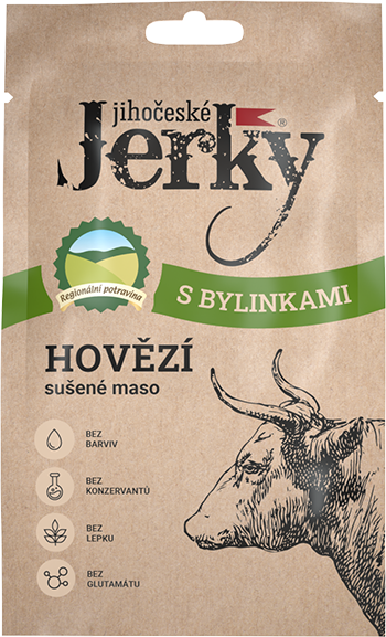 Jihočeské Jerky hovězí sušené maso s bylinkami 20g