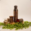 pure copper set of bottle flower pattern antique (± 950 ml 300 g) with 2 cups