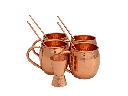 Set de căni Moscow Mule din cupru pur, 9 piese