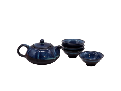 AWM Herbal Blue Tea Set - Teapot and Four Cups 1pc