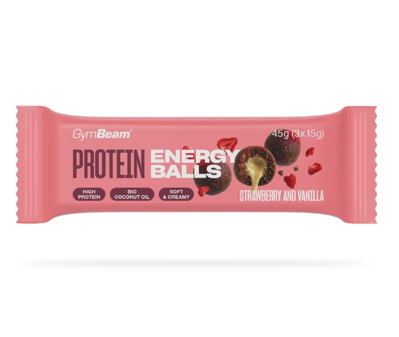 Gymbeam Protein Energy Balls jahoda a vanilka 45g