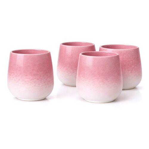 Good wei Set japonských keramických šálok Sakura – šálky na čaj bez uška, zaoblený tvar, čerešňový kvet 4ks