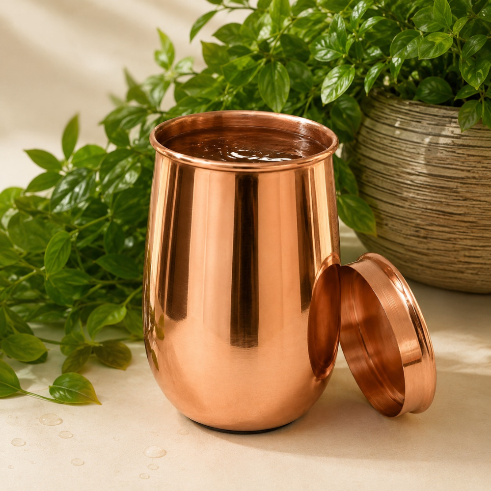 Hrnček z čistej medi s lešteným viečkom – 470 ml/150 g