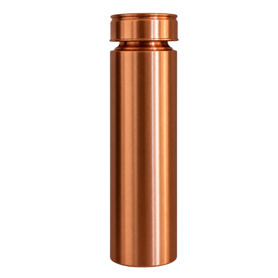 Fľaša na vodu z čistej medi, rovný model, matná brúsená povrchová úprava, 950ml / 330 g