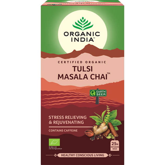 Organic India Tulsi Masala Chai, porciovaný čaj, 25 vreciek