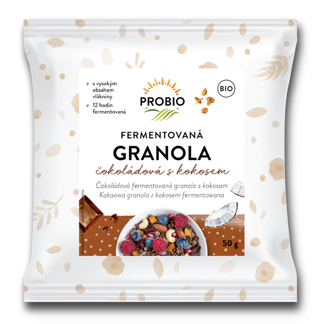 PROBIO Müsli chrumkavé - granola fermentovaná čokoládová s kokosom BIO 50 g