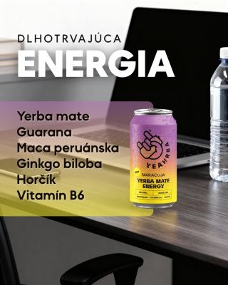 ⚡️ Energia, ktorá neodíde po pár minútach. Nie je to káva. Nie je to bežný energetický nápoj. Je to YEAHRBA. Sýtený nápoj...