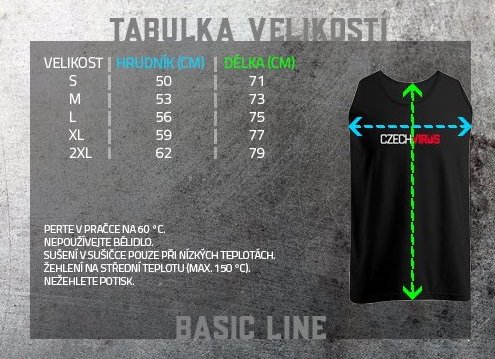 Czech Virus Pánske tielko čiernej - tabuľka