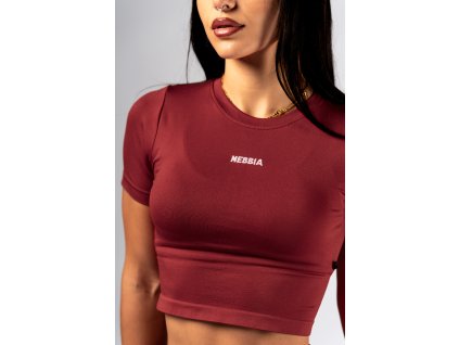 Seamless crop top s krátkym rukávom POWER 891 red NEBBIA