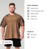 Washed-off oversized tričko LIFTING CLUB 368 bledá hnedá NEBBIA
