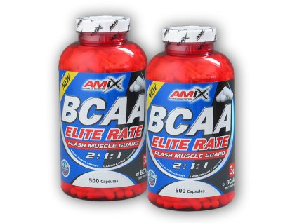 Amix 2x BCAA Elite Rate 500 kapslí + šťavnatá tyčinka ZDARMA
