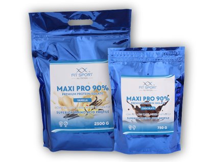 FitSport Nutrition Maxi Pro 90% 2500g + Maxi Pro 90% 750g (Varianta čokoláda - banán)