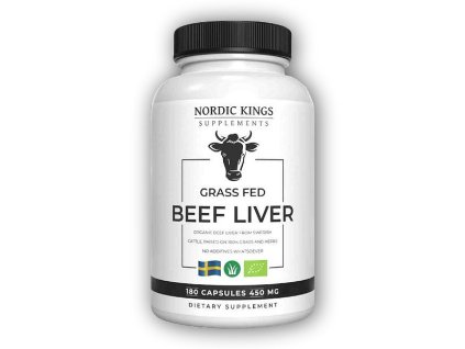 Nordic Kings Hovězí játra v BIO Grass-fed kvalitě 180 kapslí + šťavnatá tyčinka ZDARMA