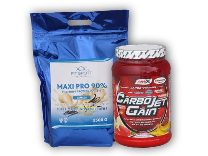 FitSport Nutrition Maxi Pro 90% 2500g + Carbojet Gain 1000g (Varianta čokoláda - banana)