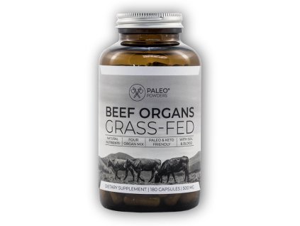 Paleo Powders Hovězí orgány (grass-fed organ mix) 180 kapslí + šťavnatá tyčinka ZDARMA