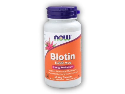 NOW Foods Biotin 5000ug 60 rostlinných kapslí