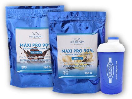 FitSport Nutrition 2x Maxi Pro 90% 750g + šejkr Fitsport (Varianta chocolate)